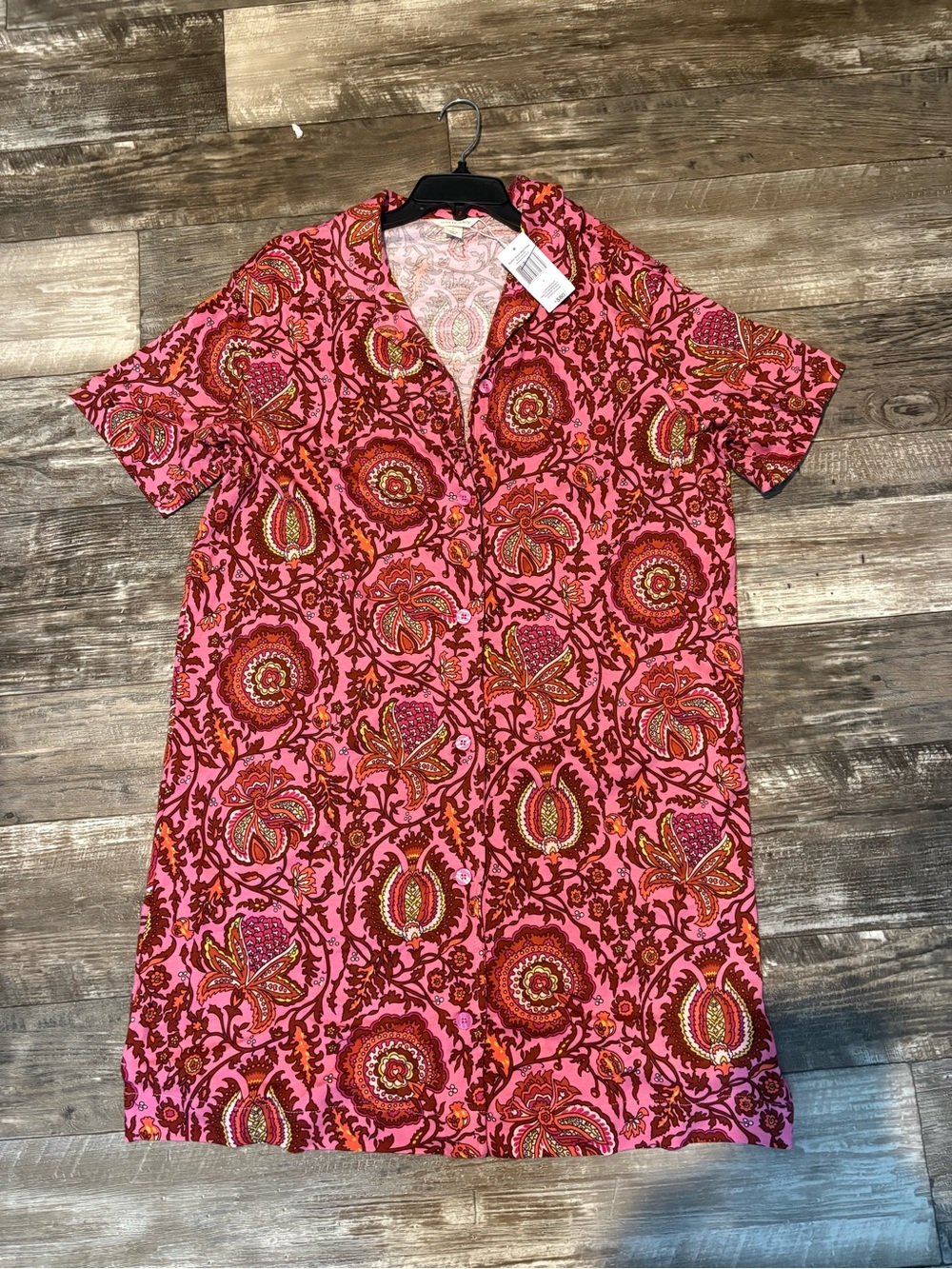 Vera Bradley Marrakesh Ibis Rose Button Down Night Dress
